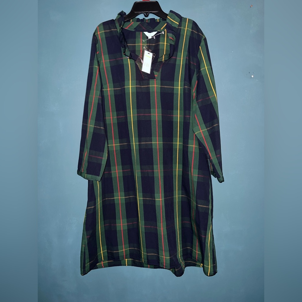Highland Plaid Long Sleeve Dress XL Crown Ivy NWT